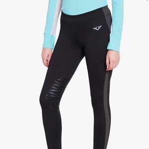 TuffRider Women's Ventilated Schooling Tights, Black/Charcoal, XS